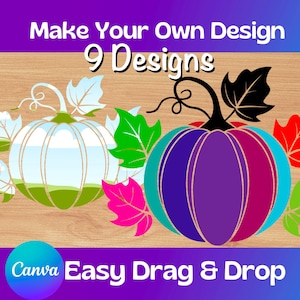 Fill Your Own Canva Template Frames, Halloween Pumpkin Canva Frames, Pumpkin Canva Templates, Canva Element Frames, Drag and Drop Photo