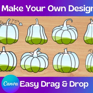 Fill Your Own Canva Template Frames, Stitched Pumpkin Canva Frames, Pumpkin Canva Templates, Canva Element Frames, Drag and Drop Photo