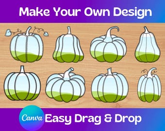 Fill Your Own Canva Template Frames, Stitched Pumpkin Canva Frames, Pumpkin Canva Templates, Canva Element Frames, Drag and Drop Photo