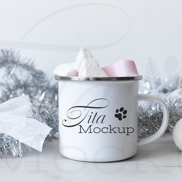 Enamel Mug Mockup, Mug Mockup Christmas, Camping Mug Mockup, White Mug Mockup, Coffee Mug Mockup