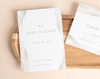 A6 Vertical And Horizontal Card Mockup, Double Card Mockup, PSD Invitation Mockup, Two Card Mockup, Greeting Card Mockup,Neutral Card Mockup