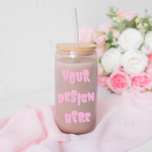 Glass Can Mockup 16 oz, Libbey Glass Mockup, Glass Beer Can Mockup, Valentine Glass Can Mockup, Clear Glass Can Mockup, Glass Cup Mockup