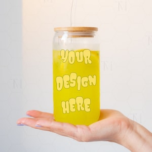 Sipper Glass 16 oz Mockup, Beer Can Glass Mockup, Glass Can Mockup, Libbey Glass Mockup, 16 oz Glass Can Mockup, Coffee Glass Tumbler Mockup