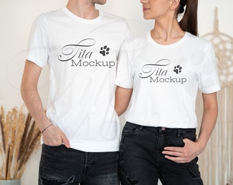 Bella Canvas 3001 Mockup, Couple T-Shirt Mockup, White Bella Canvas Mockup