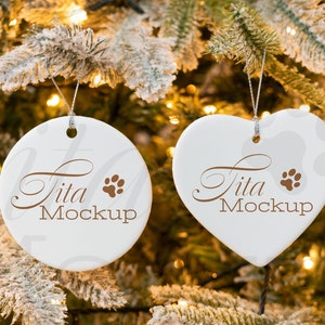Ornament Mockup, Christmas Ornament Mockup, White Ceramic Ornament