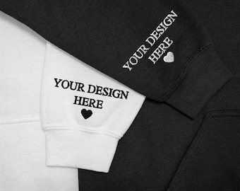 Gildan 18500 Ärmel Mockup, Paar Ärmel Mockup, Schwarz-Weißes Hoodie Ärmel Mockup, Schwarzes Ärmel Mockup, Ärmel Print Mockup, Pod Mockup