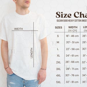 Gildan 5000 Size Chart, Gildan Unisex Heavy Cotton Tshirt Size Chart, Gildan 5000 Size Chart Mockup, Tee Shirt Size Chart, Metric Size Chart
