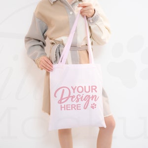 Pink Tote Bag Mockup, Canvas Tote Bag Mockup, Print on Demand Mockup, Aesthetic Tote Bag, Gift Bag Mockup, Printify Tote Bag, Model Mock up