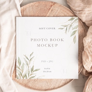 PSD Softcover Buch Mockup Quadrat, Journal Softcover Mockup, quadratisches Buch Mockup Weihnachten, Rezept Journal Mockup, 8x8 Fotoalbum Mockup,