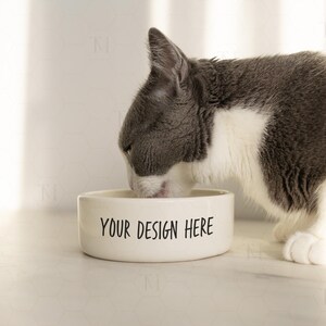 Pet Food Bowl Mockup, Ceramic Pet Bowl Mockup, Cat Bowl Mockup, White Pet Bowl Mockup, Dog Water Bowl Mockup, Blank Pet Food Bowl Mockup