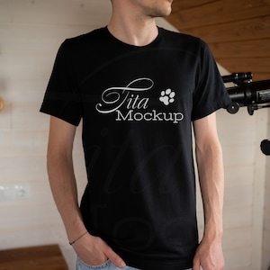 Bella Canvas 3001 Mockup, Men Mockup, Black T-Shirt Mockup, Male T-Shirt Mockup, Black Bella Canvas Mockup
