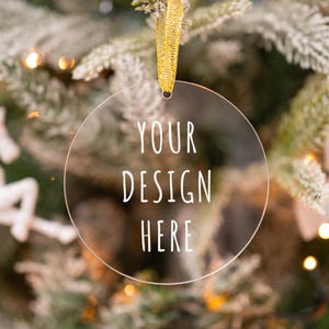 Acrylic Ornament Mockup, Clear Christmas Ornament Mockup, Tree Ornament Mockup, Christmas Transparent Ornament Mockup, Round Ornament Mockup