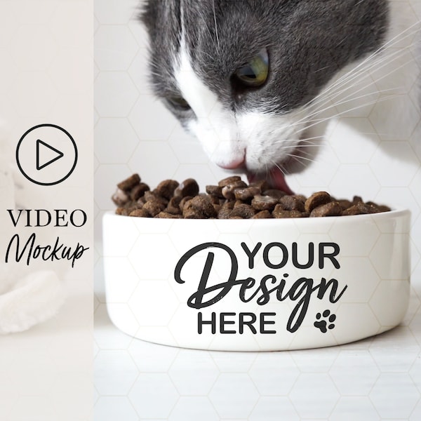 Pet Bowl Mockup Video, Pet Ceramic Bowl Mockup, Pet Food Bowl Mockup, Ceramic Pet Bowl Mockup, Cat Bowl Mockup, Video Mockup, Printify Mock