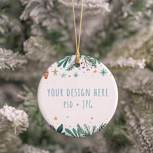 PSD Ornament Mockup, Round Ornament Mockup, Smart Object Ornament Mockup, Ceramic Ornament Mockup, Printify Ornament Mockup, Circle Ornament