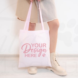 Pink Tote Bag Mockup, Canvas Tote Bag Mockup, Print on Demand Mockup, Aesthetic Tote Bag, Gift Bag Mockup, Printify Tote Bag, Model Mock up