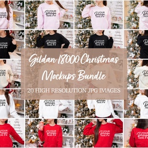Gildan 18000 Mockup Bundle, Christmas Sweatshirt Mockup,  Gildan Crewneck Mockup , Sweater Mockup, Holiday Gildan 18000 Mockup, Xmas Mockups