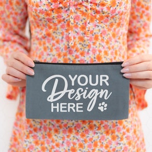 Gray Cosmetic Bag Mockup, Makeup Bag Mockup, Cosmetic Bags Mockup, Jewelry Bag Mockup, Sublimation Makeup Purse Mockup, Canvas Bag Mockup