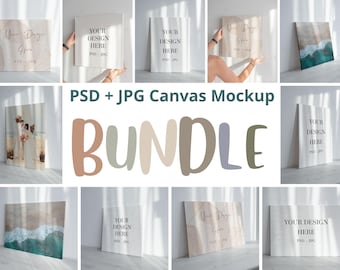 Leinwand Mockup Bundle, PSD Leinwand Mockup, Leinwand Mockup Vorlage, Leinwand Wandkunst Mockup Bundle, Leinwandrahmen Mockup, Leinwand Druck Mockup POD