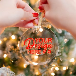 Glass Ornament Mockup, Clear Ornament Mockup, Christmas Ornament Mockup, Ornament Mockup On Hand, Round Glass Mock, Glass Ornament Printify