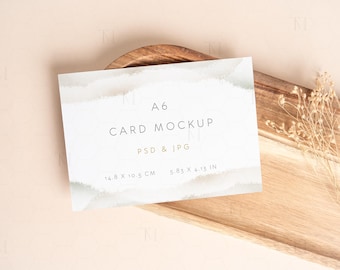 PSD Landscape Card Mockup, A6 Greeting Card Mockup, Wedding Invitation Mockup, Stationery Card Mockup, Minimalist Card Mockup, Paper Mockup