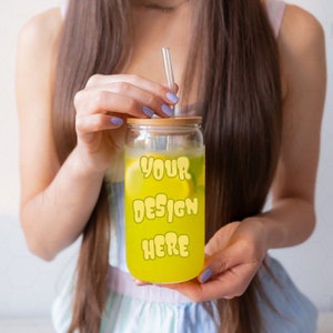 Sipper Glass 16 oz Mockup, Libbey Glass Mockup, Glass Can Mockup, 16 oz Glass Can Mockup, Beer Can Glass Mockup, Coffee Glass Tumbler Mockup