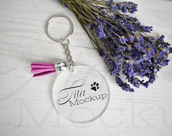 Acrylic Keychain Mockup, Keyring Mockup, Clear Acrylic Mockup