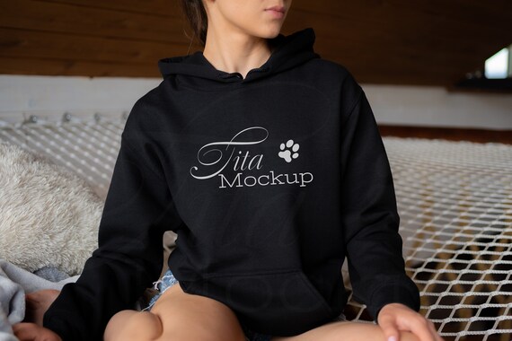 Gildan 18500 Mockup, Gildan Black Hoodie Mockup, Hoodie Model Mockup, Black Hoodie Mockup