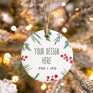 Smart Object Ornament Mockup, Round Ornament Mockup, PSD Ornament Mockup, Printify Ornament Mockup, Ceramic Ornament Mockup, Xmas Ornaments