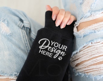 Gildan 18000 Black Sweatshirt Sleeve Mockup (Digital Download)