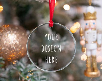 Crystal Ornament Mockup, Glass Ornament Mockup, Engraving Ornament Mockup, Clear Ornament Mockup, Round Ornament Mockup, Christmas Ornament