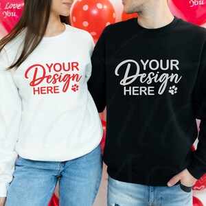 Gildan 18000 Mockup Valentines, Couple Sweatshirt Mockup, Black Crewneck Mockup, Valentine Gildan Sweatshirt Mockup, Sweater Mockup