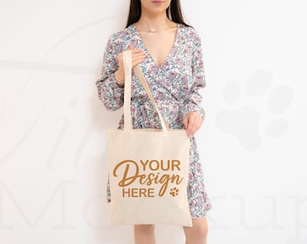 Canvas Tote Bag Mockup, Tote Bag Mockup, Print on Demand Mockup, Aesthetic Tote Bag, Gift Bag Mockup, Printify Tote Bag, Model Mock up