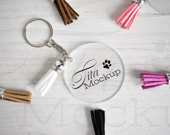 Acrylic Keychain Mockup, Keyring Mockup, Clear Acrylic Mockup