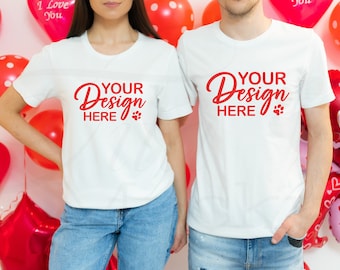 Bella Canvas 3001 T-Shirt Mockup, Couple Valentines Day, White Tee (Digital Download)