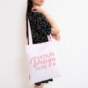 Pink Tote Bag Mockup, Canvas Tote Bag Mockup, Printify Tote Bag, Aesthetic Tote Bag, Gift Bag Mockup, Print on Demand Mockup, Model Mock up