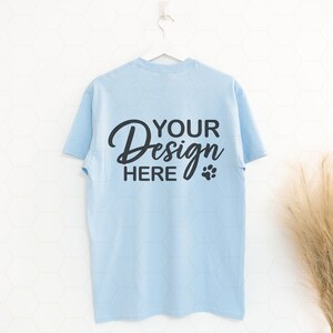 Gildan 5000 Back Mockup, Light Blue Shirt Mockup, Tee Shirt Mockup, Oversized Shirt Mockup, Gildan 5000 Hanging Mock, Gildan 5000 Shirt Mock