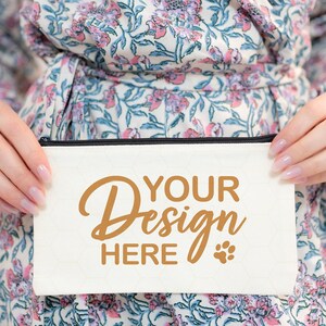 Cosmetic Bags Mockup, Makeup Bag Mockup, Jewelry Bag Mockup, Sublimation Makeup Purse Mockup, Canvas Bag Mockup, Natural Cosmetic Bag Mockup