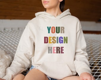 Sand Gildan 18500 Hoodie Mockup, G185 Mockup, Women Hoodie Mockup, Hooded Sweatshirt Mockup, 18500 Mockup, Trendy Hoodie Mock, Hoodie Mockup