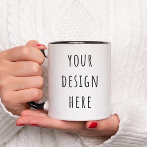 11 oz Accent Mug Mockup, Black Handle Mug Mockup, Christmas Mug Mockup, Colored Mug Mockup, Cozy Mug Mockup, Two Tone Mug, Coffee Mug Mockup