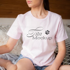 Soft Pink Bella Canvas 3001 Mockup, Digital Tshirt Real Model Mockup, BC 3001 Mockup, Boho Tee Shirt Mockup, Lifestyle Farmhouse Mockup