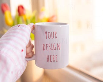 11oz White Mug Mockup, Spring Mug Mockup, Ceramic Mug Mockup, Coffee Mug Mockup, Blank Mug Image, Real Mug Mockup, Easter Mug Mockup