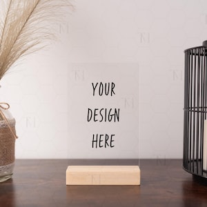 Acrylic Table Sign Mockup, Clear Acrylic Mockup, Acrylic Table Number Sign Mockup, Wedding Sign Mockup, Vertical Blank Acrylic Sign Mockup