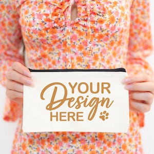 Natural Cosmetic Bag Mockup, Makeup Bag Mockup, Cosmetic Bags Mockup, Jewelry Bag Mockup, Sublimation Makeup Purse Mockup, Canvas Bag Mockup