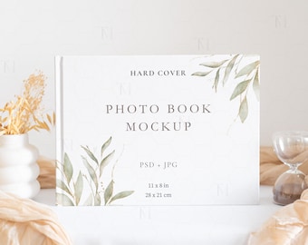 Landscape Book Cover Mockup, Hard Cover Book Mockup, Photo Album Mockup, Hard Cover Journal Mockup, Notebook Mockup