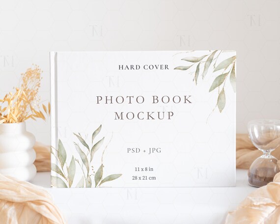Landscape Book Cover Mockup, Hard Cover Book Mockup, Photo Album Mockup, Hard Cover Journal Mockup, Notebook Mockup