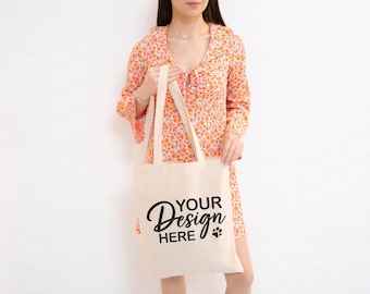 Canvas Tote Bag Mockup, Print on Demand (Digital Download)