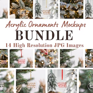 Christmas Ornament Mockup Bundle, Clear Ornament Mockup, Printify Ornament Mockup Bundle, Acrylic Mockup Bundle, Clear Round Ornament Mockup