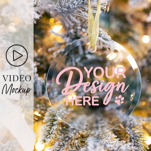 Glass Ornament Video Mockup, Christmas Ornament Mockup, Round Clear Ornament Mockup, Glass Ornament Printify, Transparent Ornament Mockup