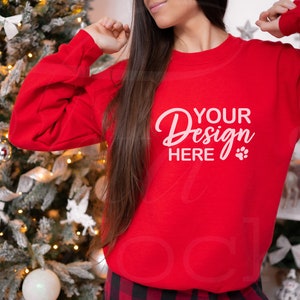 Gildan 18000 Sweatshirt Mockup, Red Sweatshirt Mockup, Heavy Blend Sweatshirt, Red Mockup, Christmas Mockup