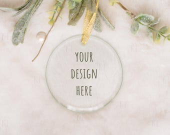Glass Ornament Mockup, Christmas Ornament Mockup, Clear Ornament Mockup, Transparent Circle Ornament Mockup, Round Glass Ornament Mockup